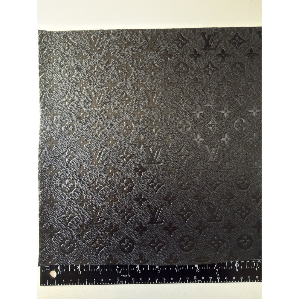 LV  Black Embossed Monogram Vinyl For Crafting    piece 12" X 12"